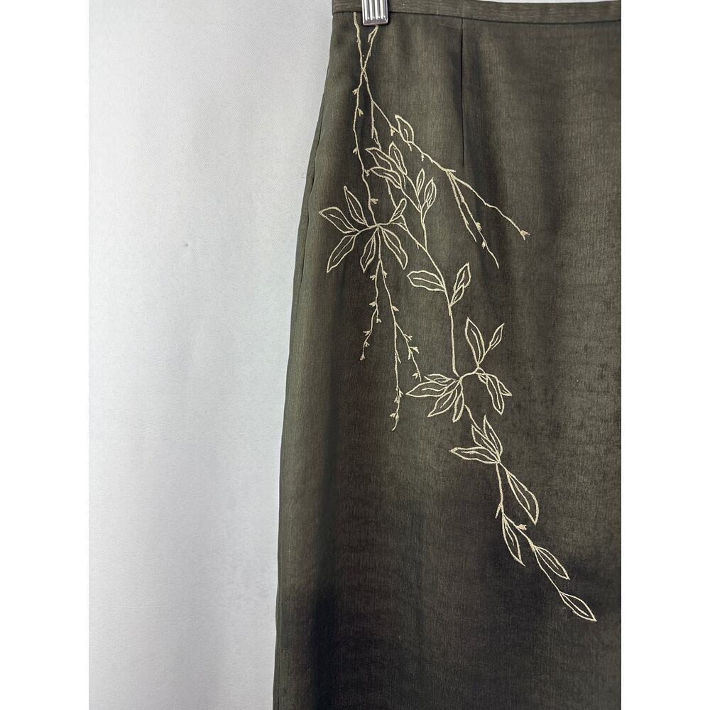 Women’s Ann Taylor Loft Size 4 Dark Sage Midi Pencil Skirt - Picture 2 of 5
